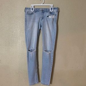 Hollister Light Blue Stretch Denim Ripped Jeans
